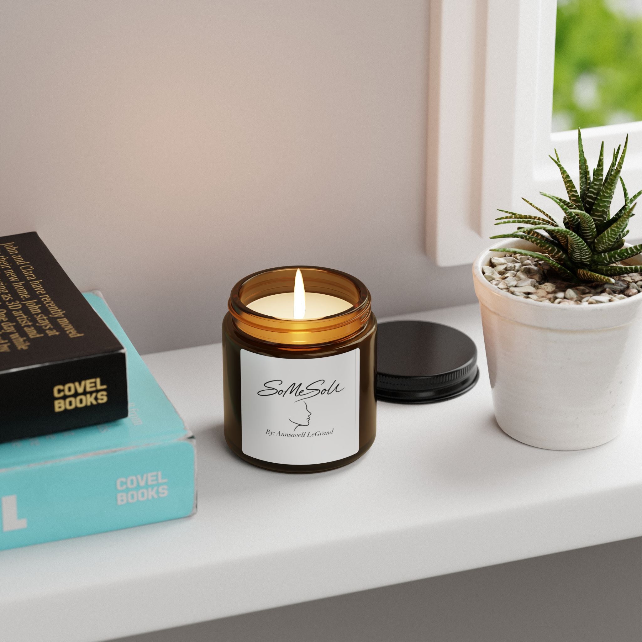 Amber Jar Soy Candle — Scented 'SoMeSol' Aromatherapy Candle (Multi-Size)